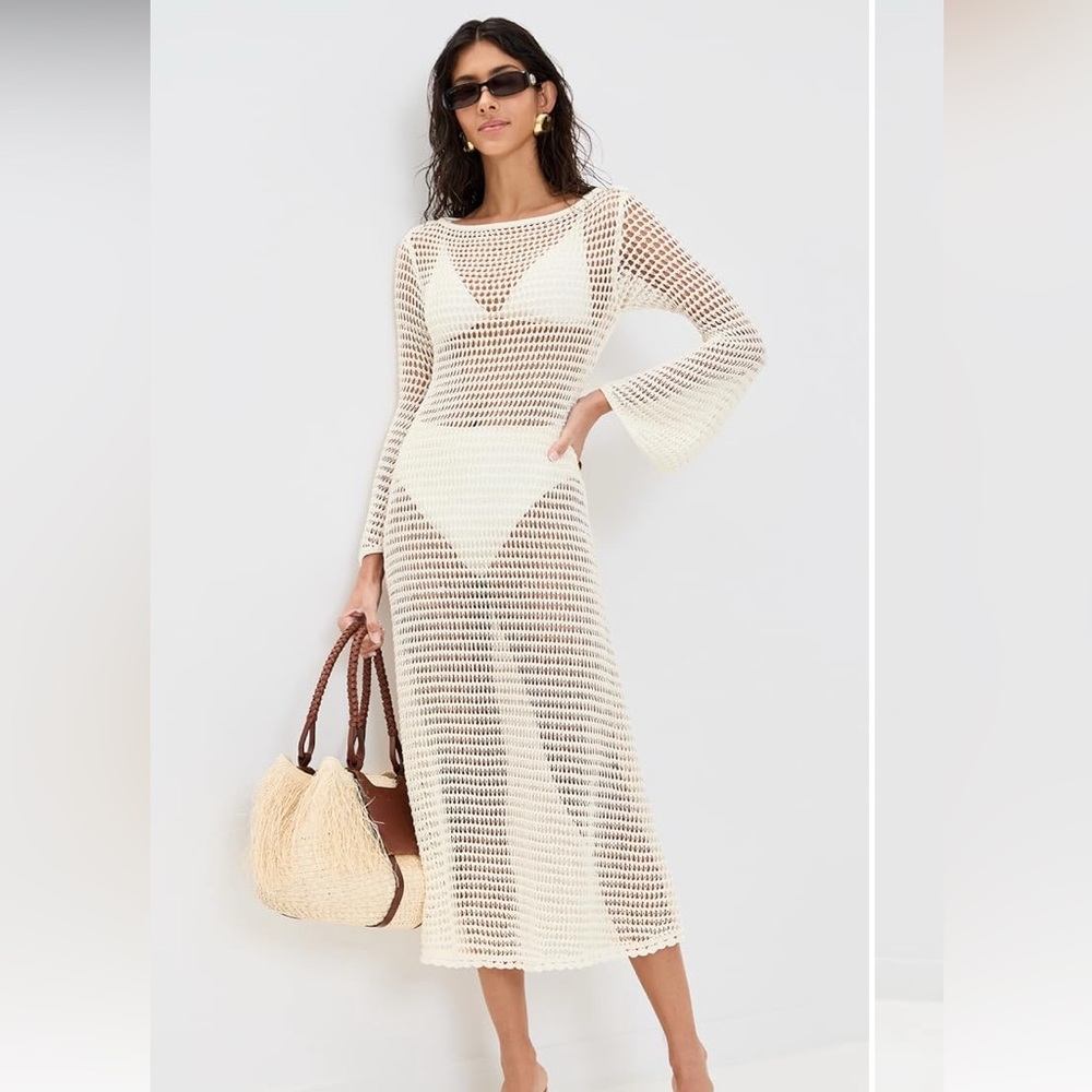 STAUD Lorena White Crochet Maxi Dress - SOLD OUT Size Small